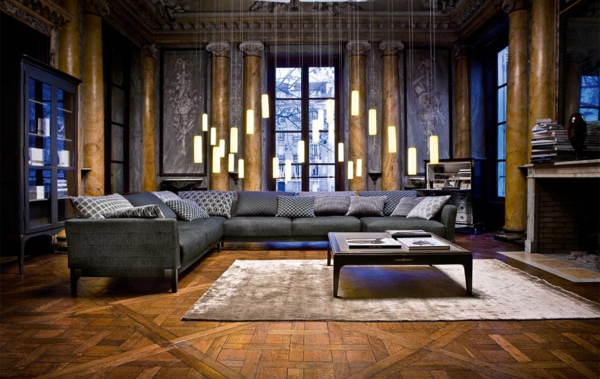 salon-roche-bobois-salle-de-séjour-magnifique-des-lampes-pendantes