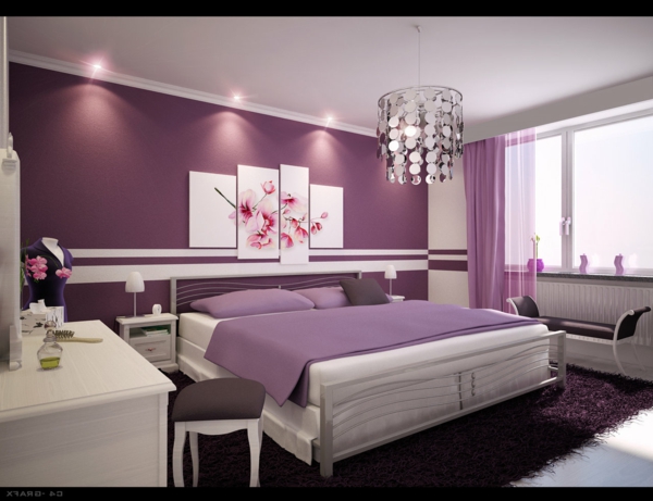 unique-chambre-à-coucher-violet-rose-blanc