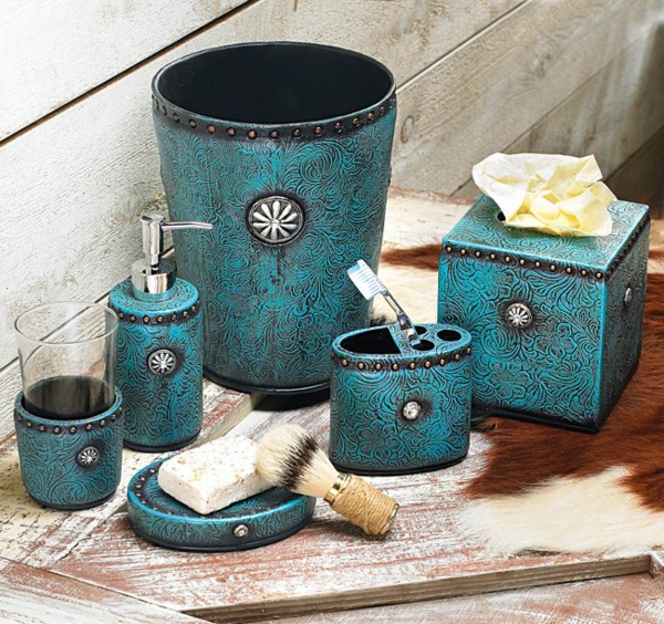 accessoires-de-salle-de-bain-céramique-bleue