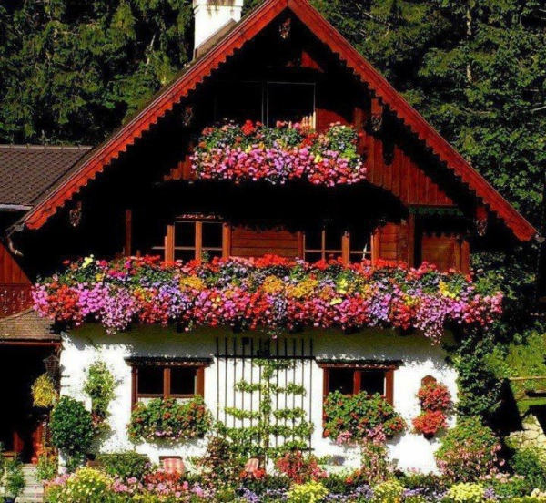 chalet-suisse-façade-en-jolies-fleurs