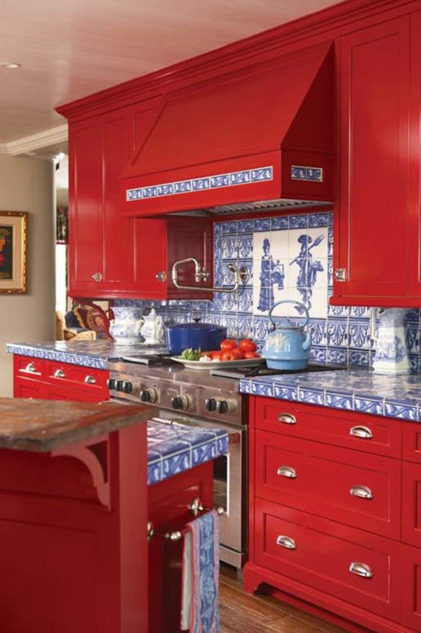 cuisine-moderne-rouge-meuble-intéressant