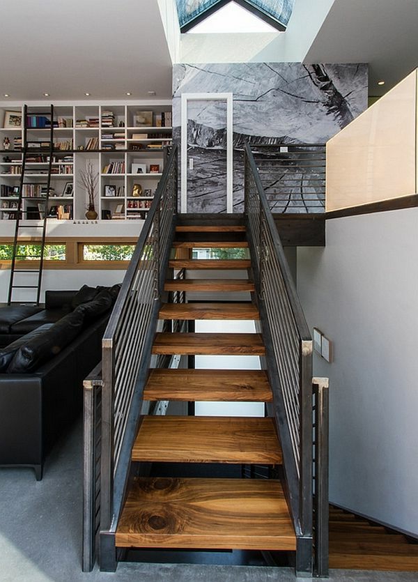 escalier-loft-en-bois-et-fer-intérieur-de-deux-niveaux