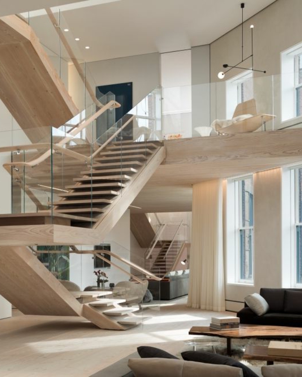 escalier-loft-un-deuxième-étage-unique-le-sol-en-bois