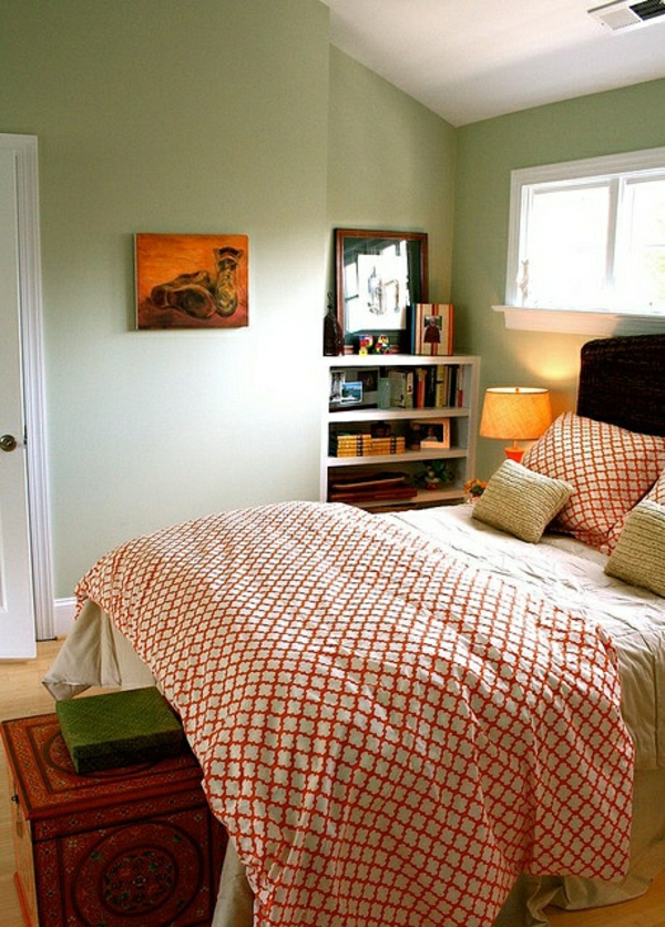 linge-de-lit-coloré-rouge-blanc-chambre-coucher
