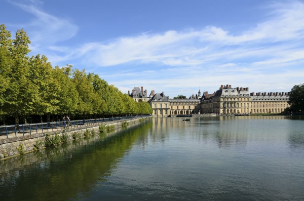 External views of the beautiful park and the castle of Fontainebleau