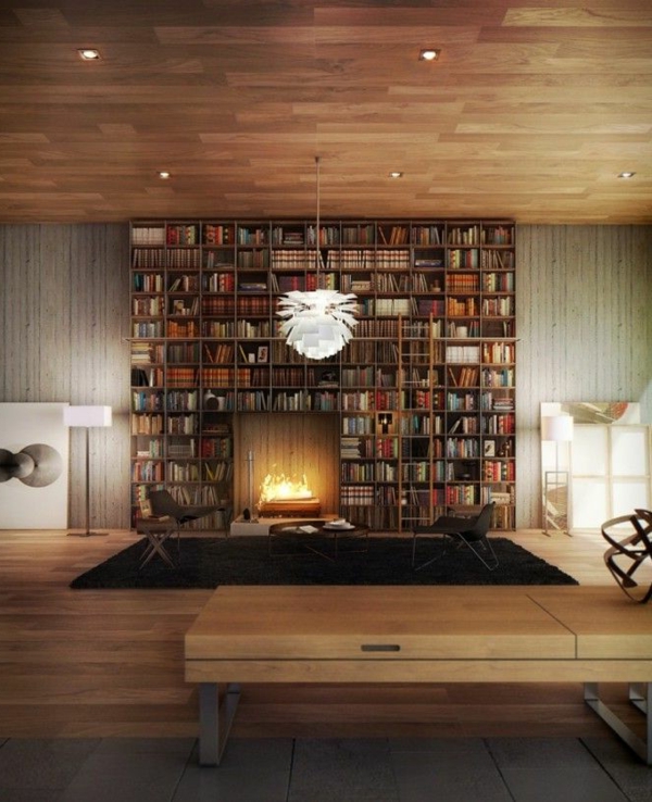 meuble-bibliothèque-avec-cheminée