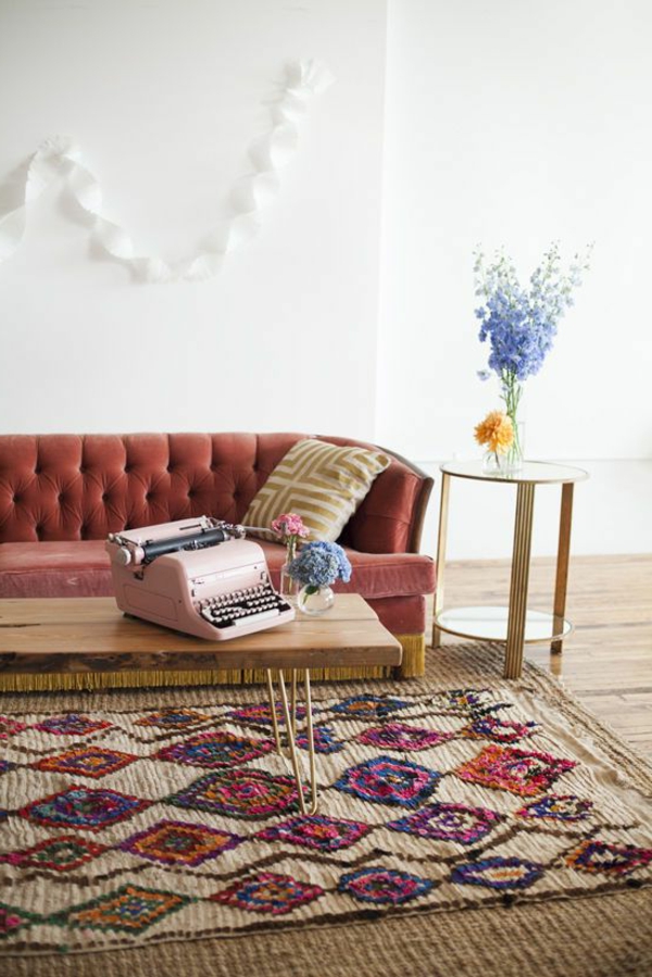 tapis-sisal-coloré-décor-vintage-très-original