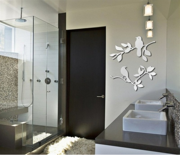 Miroir-design-stickers-muraux-idée-oiseaux-sur-arbre-salle-de-bain