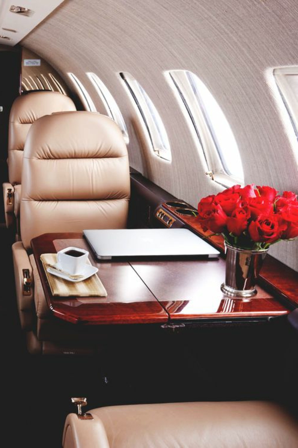 avion-privé-fleurs-roses-canapé-en-cuir-beige