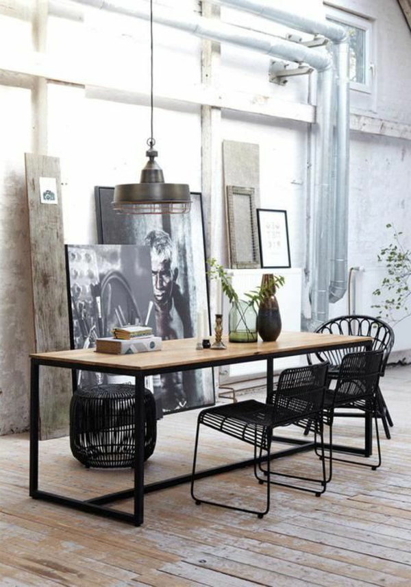 chaise-salle-a-manger-decoration-art-noir-et-blanc