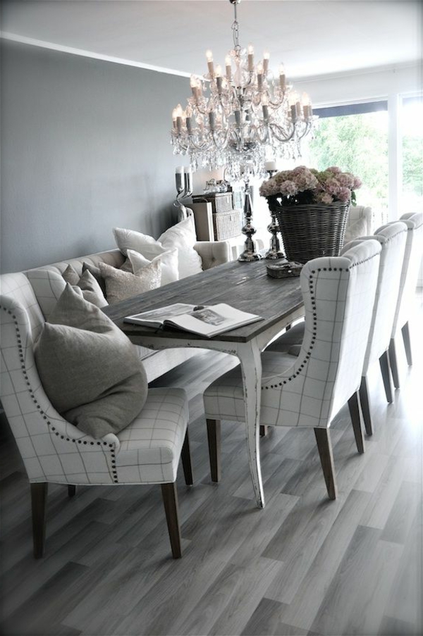 chaises-de-salle-à-manger-deco-luxe-gris-lustre-baroque-fleurs