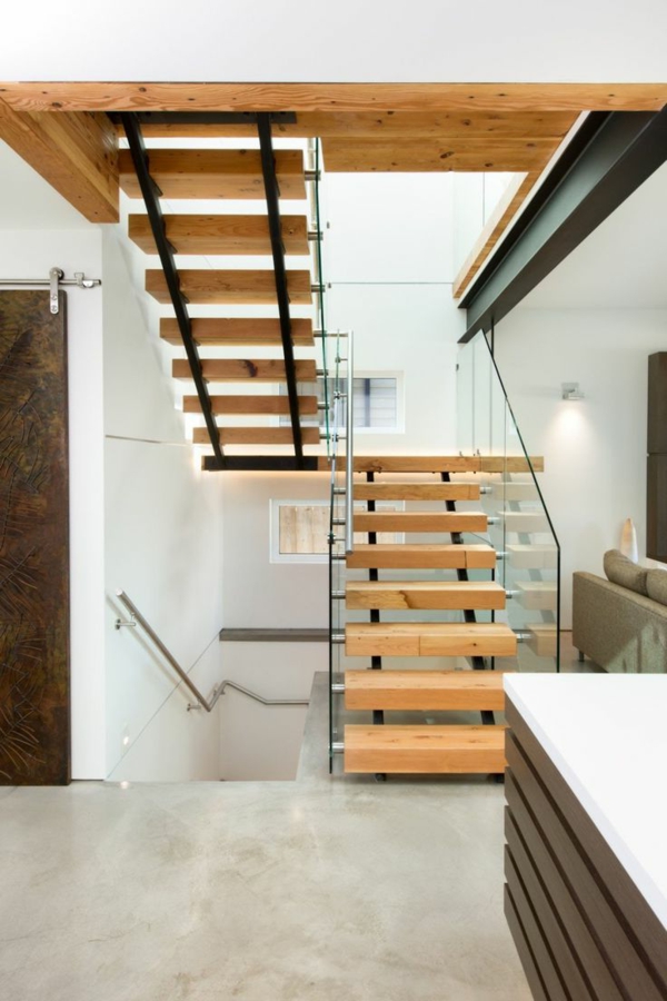 Designs d'escaliers avec garde corps en verre archzine.fr Escalier Verre désign