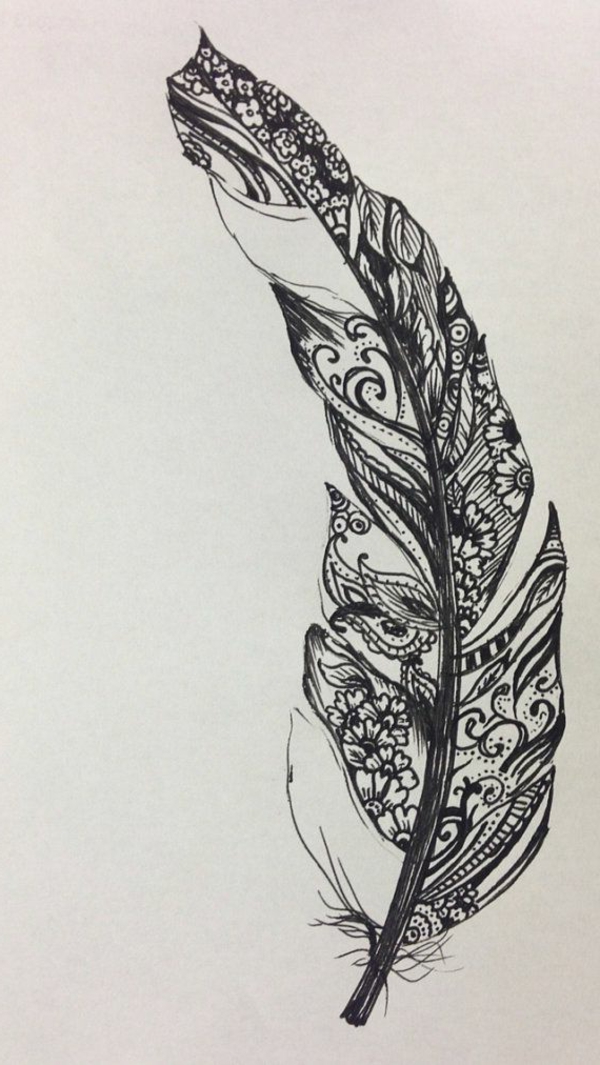 henné-naturel-décoration-tatouage-plume-graphique-idée-henne