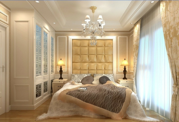 lustre-en-cristal-chambre-à-coucher-beige