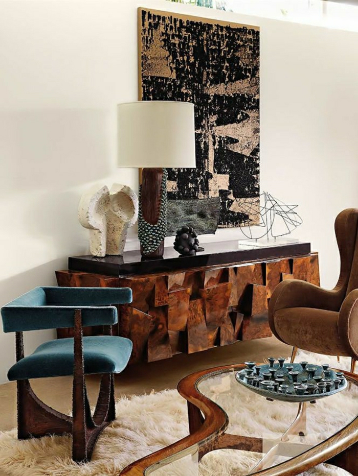 meubles-d-appoint-sol-en-lin-tapis-blanc-lampe-décorative-peinture-murale-chaise