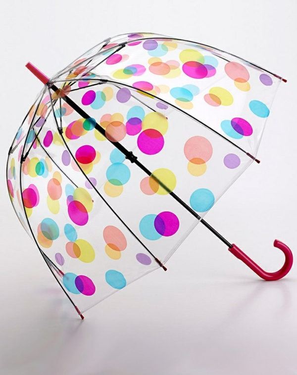 Totes Parapluie Transparent à Bulles - Pois Blancs Et Noirs - Protection Totale