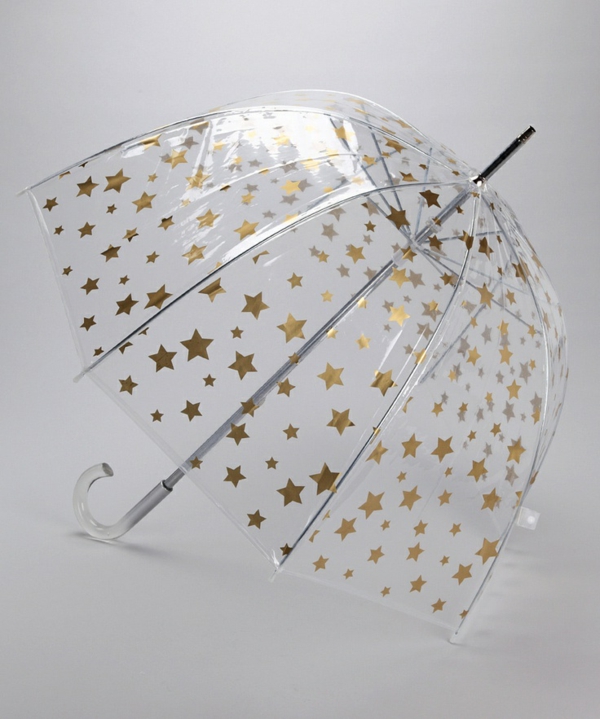 parapluie-transparent-à-étoiles-dorés