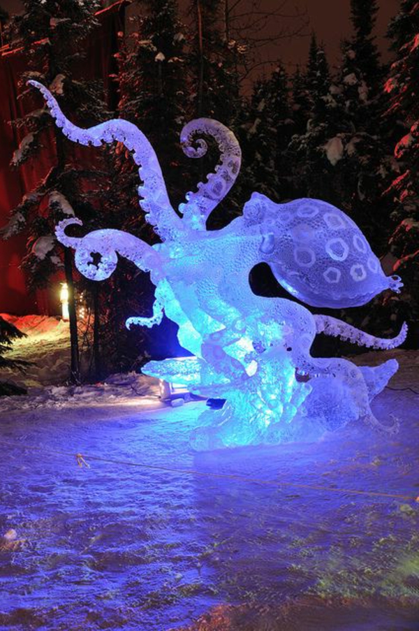 sculpture-de-glace-créature-marine