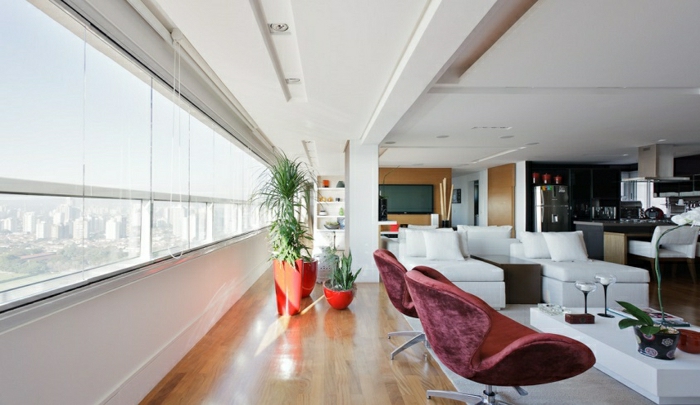 appartement moderne de style insolite, loft atypique, esprit atypique, canapé blanc