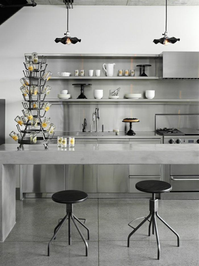 cuisine-de-couleur-gris-meubles-modele-cuisine-ikea-idée-couleur-cuisine-modele-de-cuisine