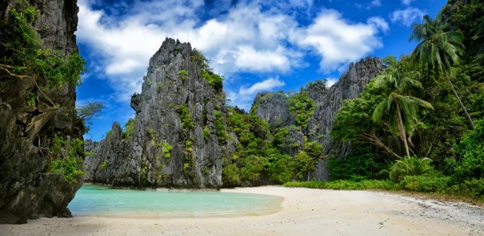 Beautiful "wild" beach among the rocks of El Nido.Philippines