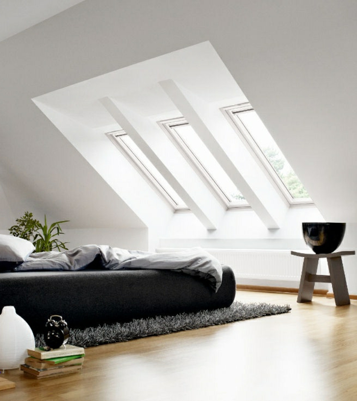 lucarne-toit-façade-verticale-chambre-coucher-lit