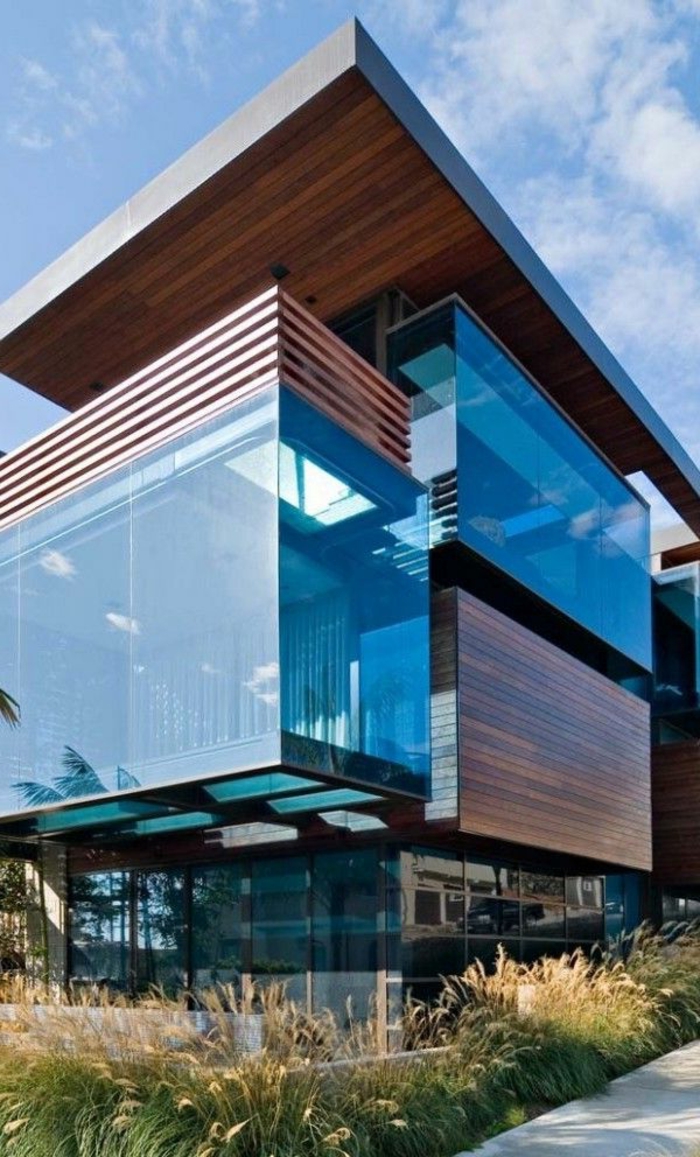 maison-de-verre-bois-extérieur-cube-moderne-idée-maison-de-luxe