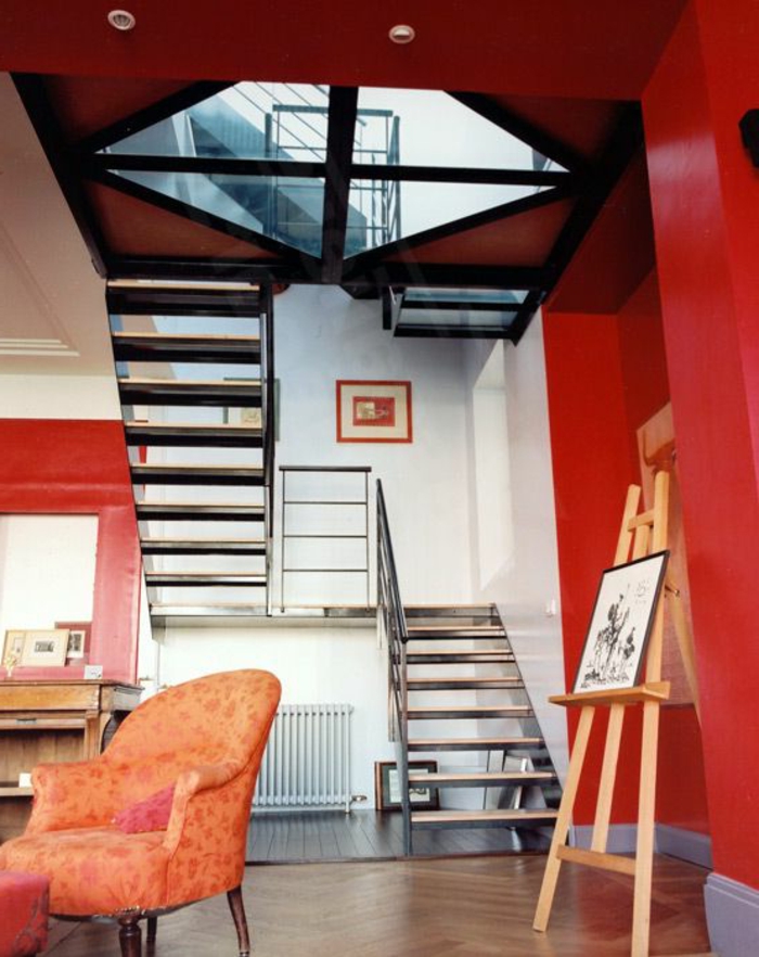 plancher-en-verre-couloir-moderne-sol-atelier-vaste-rouge-intérieur