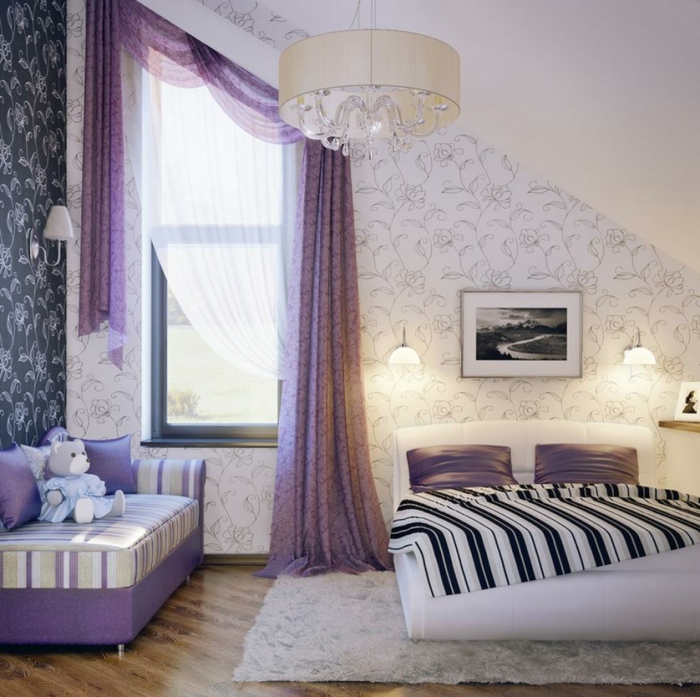 1-rideaux-occultants-violet-pour-la-chambre-à-coucher-dans-la-gamme-violet-tapis-blanc-chambre-élégante
