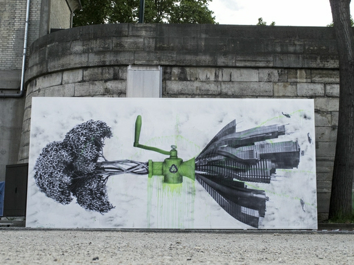 ludo street art l'artiste-urbain-pochoiriste-ludo-street-art-urbain-intéressé-a-la-nature-éco-pro-geo