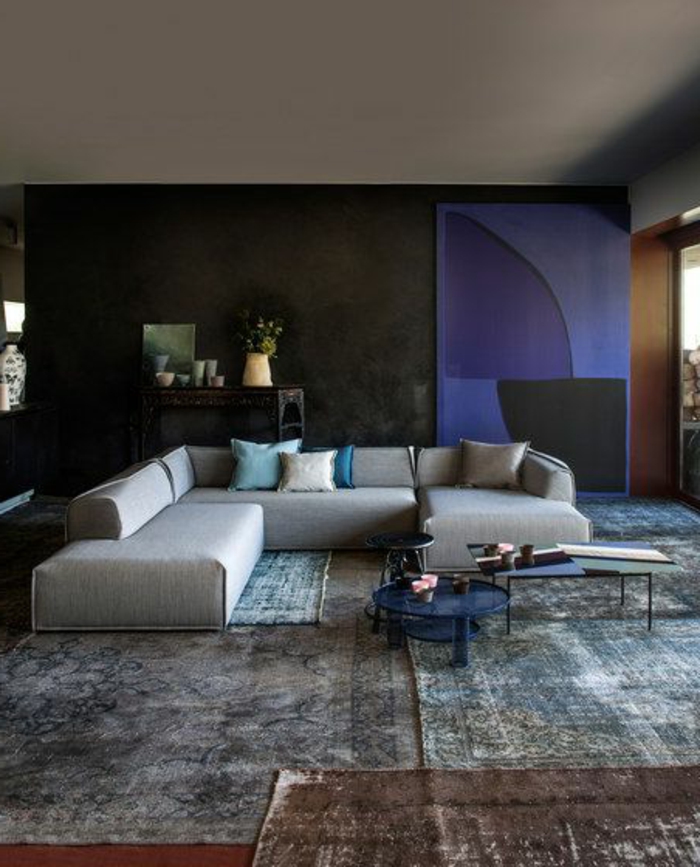 art-abstrait-séjour-minimaliste-sofa-modulable