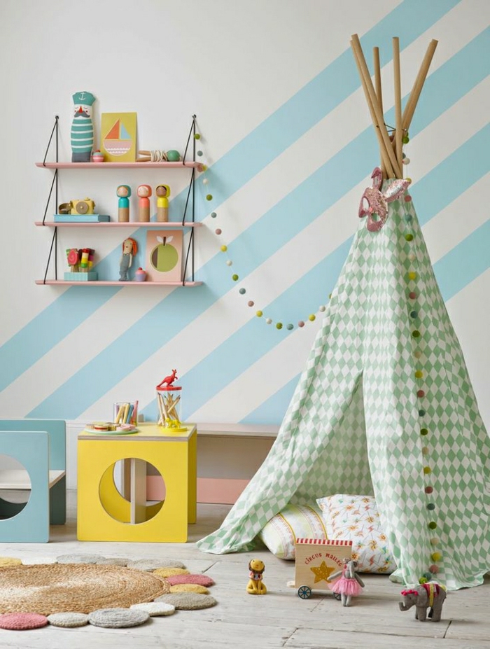 chambre-d-enfant-de-couleur-pastel-mur-bleu-blanc-pastel-dessin-chambre-bébé
