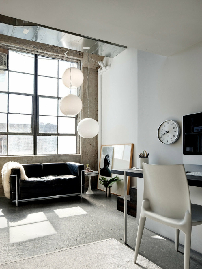des-meubles-style-industriel-idée-créative-salle-de-séjour-canapé-en-cuir