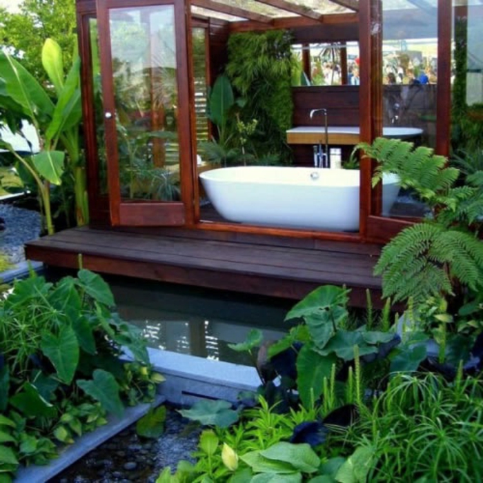 jacuzzi-baignoire-baignoire-d-angle-plantes-vertes