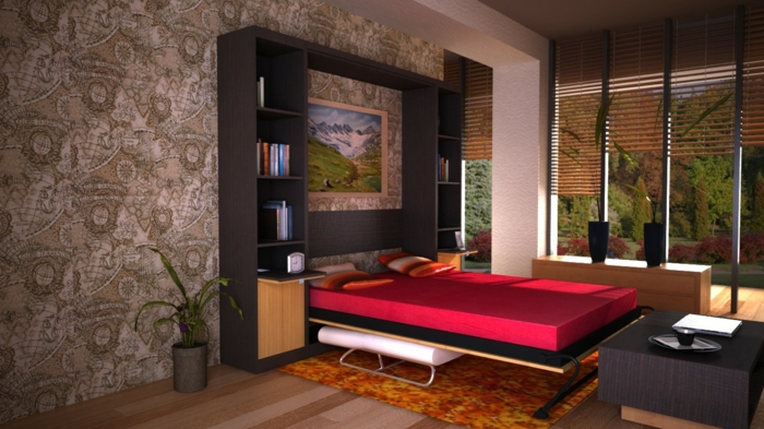 lit-pliant-lit-conforama-meubles-pliants-dans-la-chambre-a-coucher-moderne-plante-verte