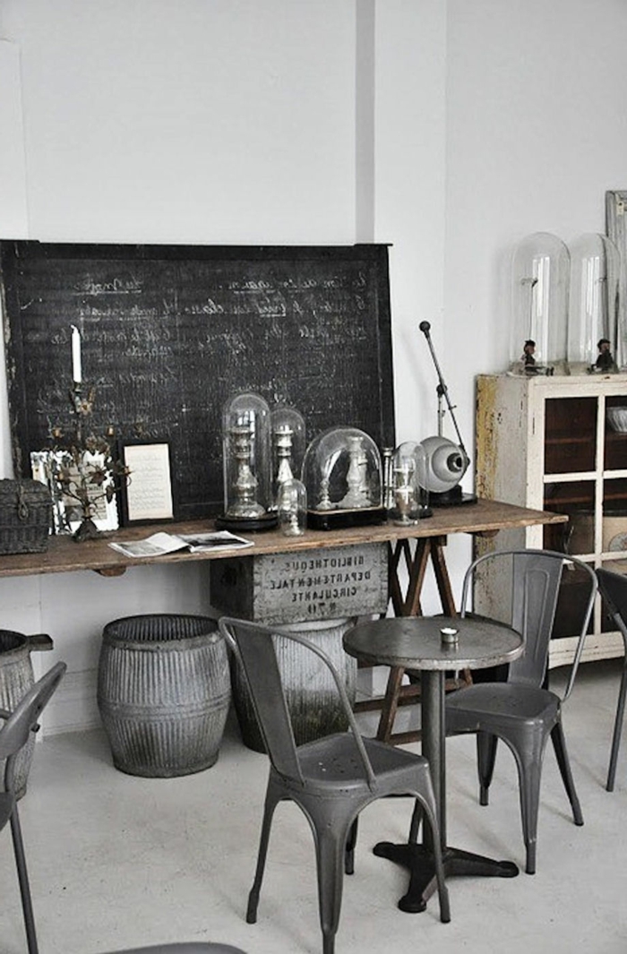 meuble-style-industriel-pas-cher-inspiration-chaises-fer-table-vintage