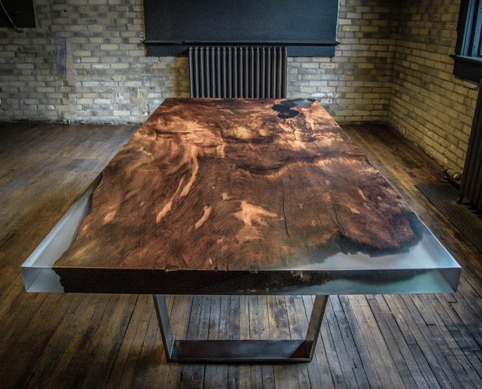 meubles-en-bois-brut-table-impressionnante-bois-brut-acier-et-verre
