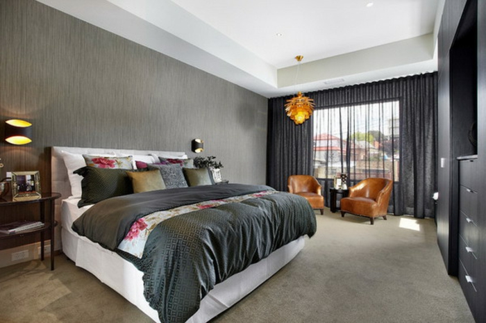rideau-en-lin-noir-transparent-chambre-à-coucher-moderne