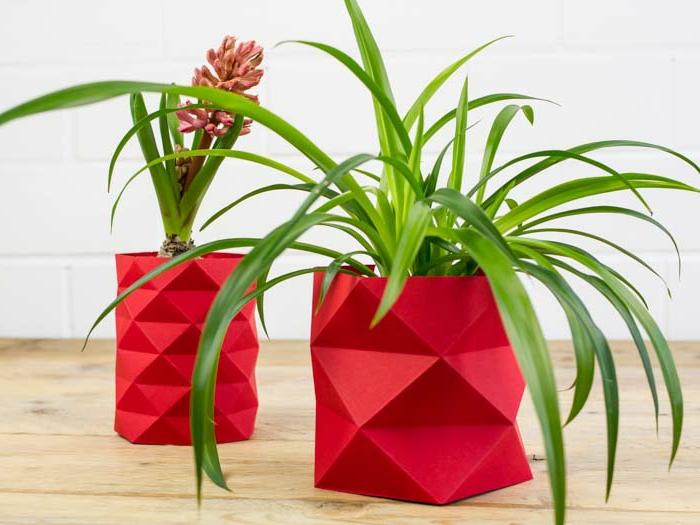 cache-pot-pas-cher-vases-origami-rouges