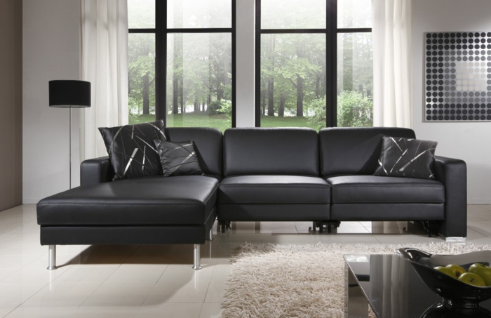 canapés-covertibles-sofa-en-cuir-noir