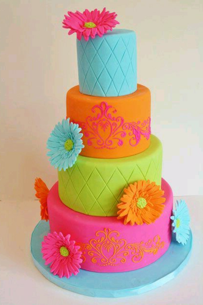 gâteaux-anniversaire-fille-gateau-anniversaire-1-an-fille-idée-déco-gâteau-coloré