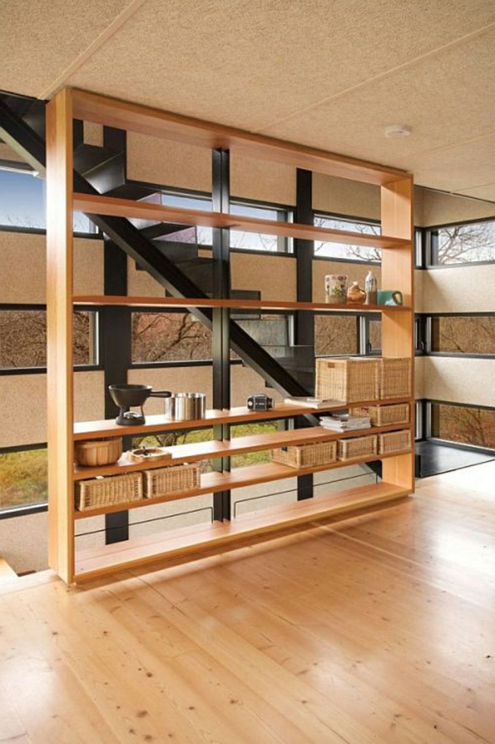 idée-originale-séparation-pièce-meuble-séparateur-de-pièce-ikea-deux-etages