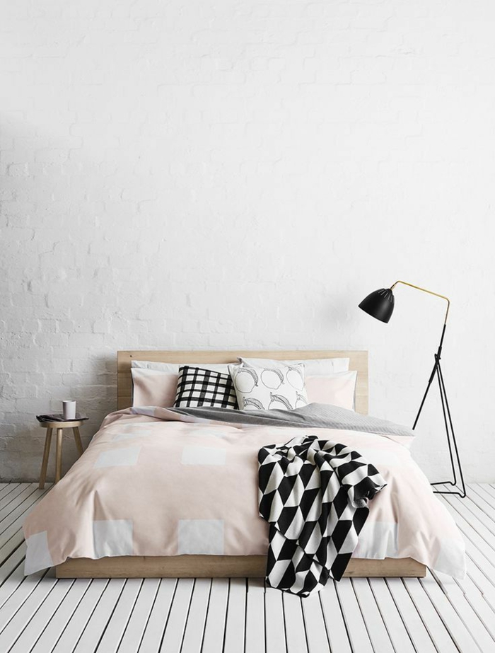 parquet-blanc-chambre-à-coucher-avec-sol-en-planches-blanches
