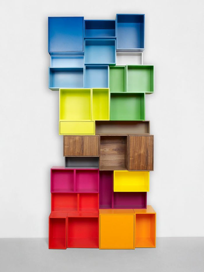 étagère-cube-étagère-cubes-multicolores