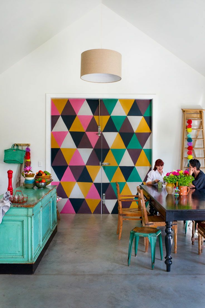 1-jolie-tapisserie-leroy-merlin-geometrique-colorée-pour-la-salle-a-manger-moderne