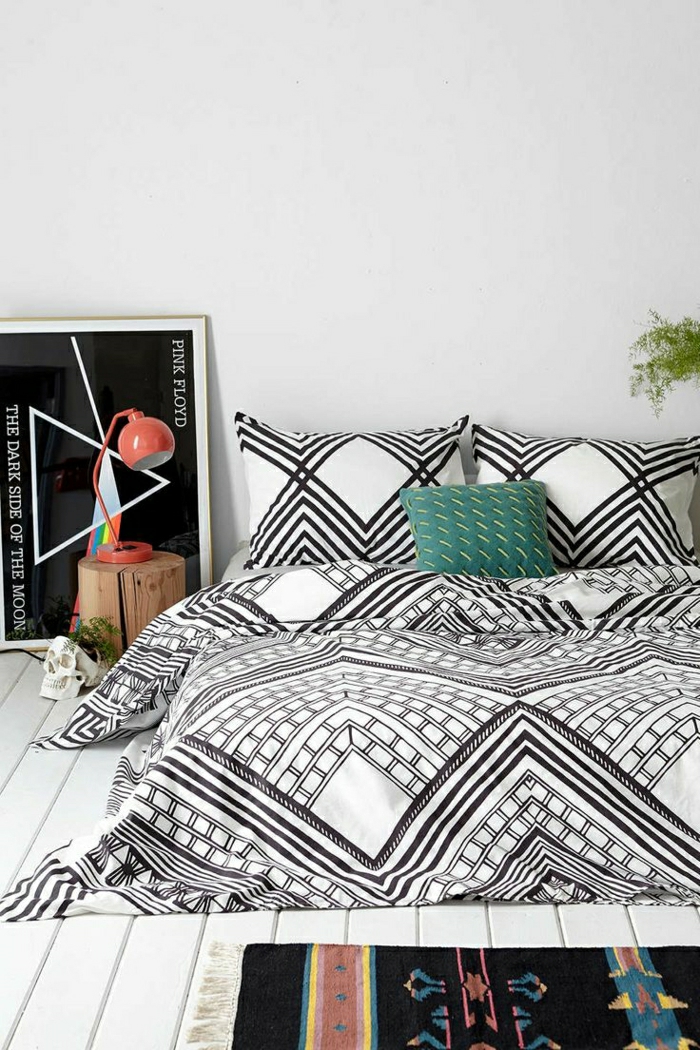 12-housse-de-couette-la-redoute-pour-votre-chambre-à-coucher-moderne-joli-linge-de-lit-blanc-noir