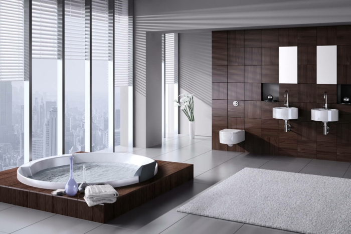 baignoire-ronde-espace-moderne-super-élégant-déco-bois-et-blanc
