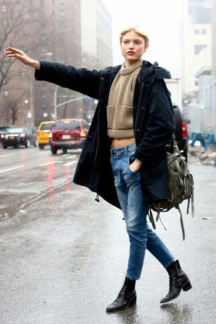 botte-de-pluie-femme-idées-tenue-de-jour-autome-hiver-automne-à-NY