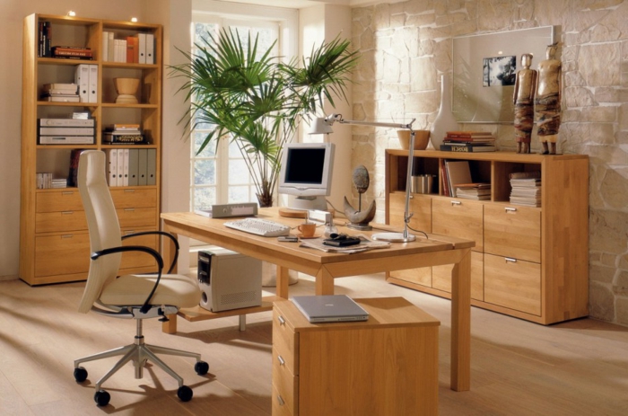 bureau-en-bois-massif-espace-de-travail-complète-et-beau
