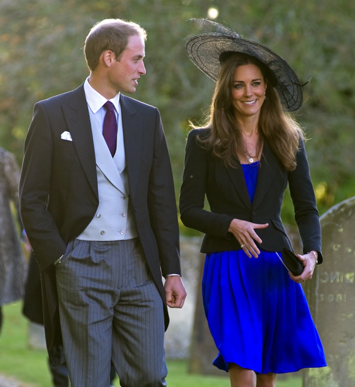 NORTHLEACH, UNITED KINGDOM - OCTOBER 23: (EMBARGOED FOR PUBLICATION IN UK NEWSPAPERS UNTIL 48 HOURS AFTER CREATE DATE AND TIME) Kate Middleton and Prince William attend Harry Meade & Rosie Bradford's wedding at the Church of St. Peter and St. Paul on October 23, 2010 in Northleach near Cheltenham, England. (Photo by Indigo/Getty Images)